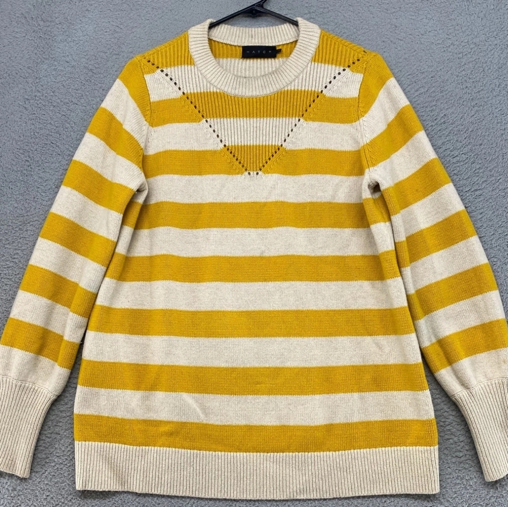 HATCH Maternity Yellow Cashmere Wool Stripe Sweater size 1 Small